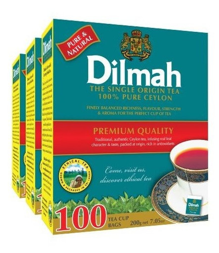 Té Dilmah Ceylán Premium, 100 Bolsitas (pack De 3)