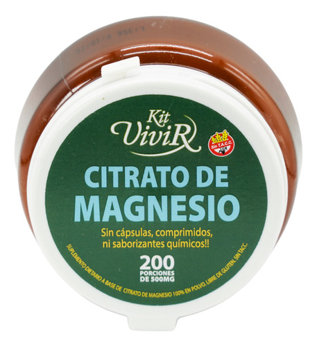 Citrato De Magnesio Puro Kit Vivir S/tacc 200 Porciones