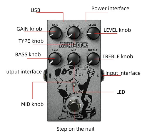 Processador De Guitarra M-vave Mini-efx 9 Efeitos De Equaliz