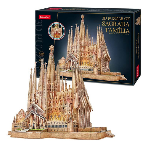 Sagrada Familia Luces Led Puzzle 3d Cubic Fun 696 Pz Rompeca