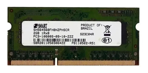 Memória Ram Ddr3 2gb Smart Pc3-10600s 09-10-zzz Notebook