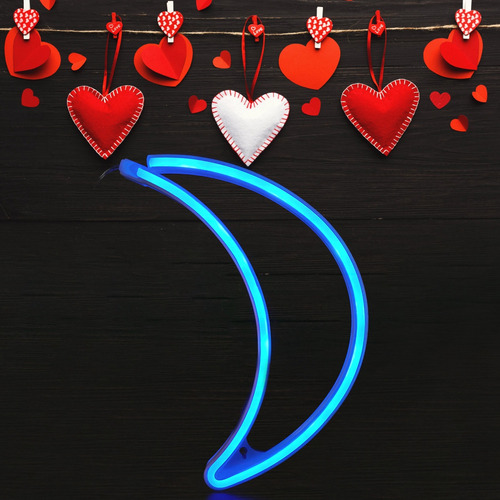 Lámpara De Pared De Neón Con Forma De Luna, Letrero Led Deco