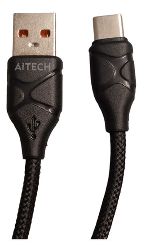 Cable Usb Aitech Mallado Pvc 3a Tipo C 1mts