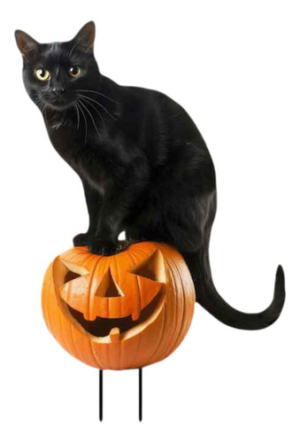 2 Figurita De Gato Para Jardín, 18,9 X 28 Cm Calabaza De