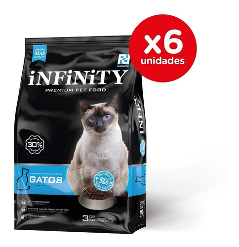 Alimento Gatos Adultos Infinity Premium Pack 6 X 3 Kgs