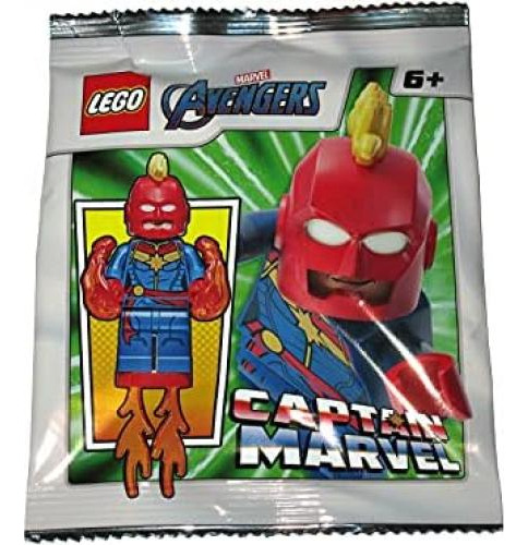Minifigura Capitán Marvel Lego Con Casco Y Capa Roja