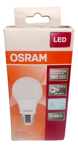 Osram Bombillo Lampara Led 12w Luz Blanca X 1un