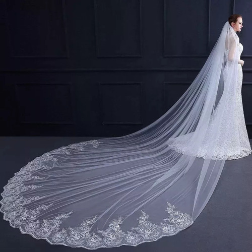 4m Una Capa Mujer Trailing Cathedral Velo De Novia Largo Emb