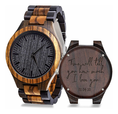 Reloj Hombre Madera 506-custom- Cuarzo Pulso Marron En