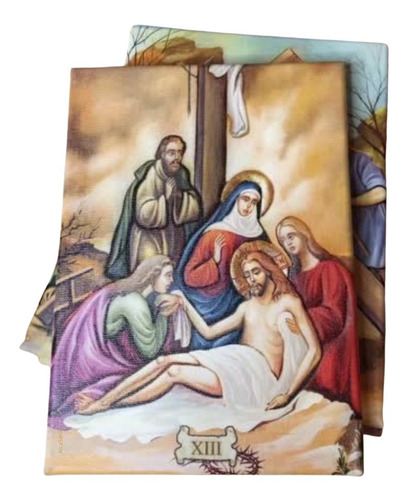 15 Cuadro Tela Con Bastidor Via Crucis Cristo Italy 13x18cm