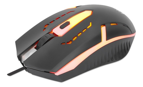 Mouse Gaming Usb Con Led Rgb, 1500 Ppp, 4 Botones. Manhattan Color Negro