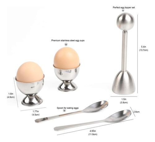 Cortador Huevos Duros/blando Con Tazas Y Cucharas Inox