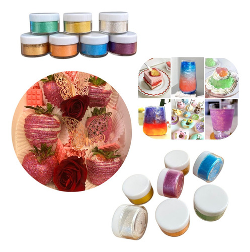 Purpurina Colorante Comestible Decorativa Postres Redondox10