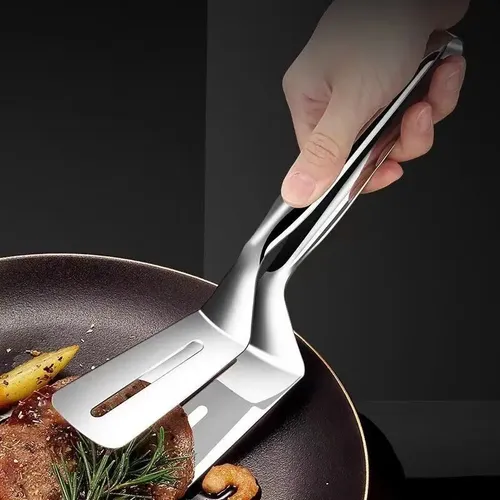 Pegador Espátula Em Inox Para Fritar E Grelhar Prateado