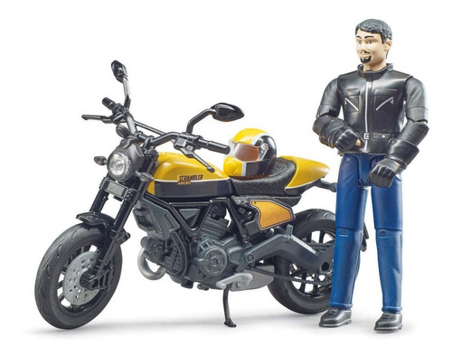 Moto Ducati Scrambler 1:16 Con Muñeco Bruder Origen Alemania