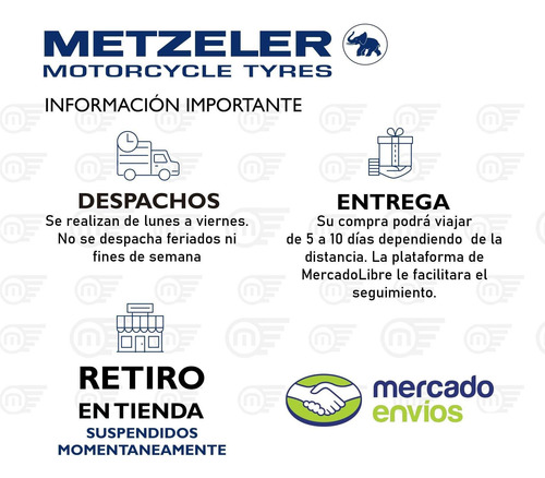 Cubierta Metzeler 90/100 18 Perfect Me 77 Cruising Cuotas