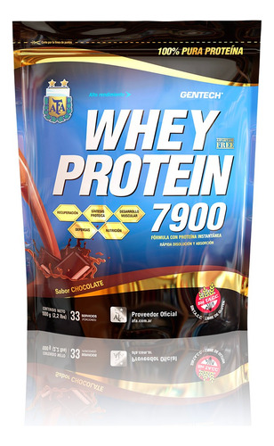 Whey Protein 7900 1 Kg Gentech Suplemento Proteína Sin Tacc 