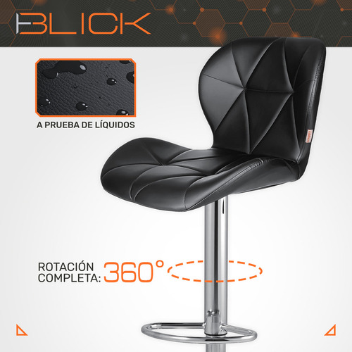 Set De 2 Bancos Barra Cocina Silla Regulable Diseño Blick Acabado de la estructura Cromado Color Negro