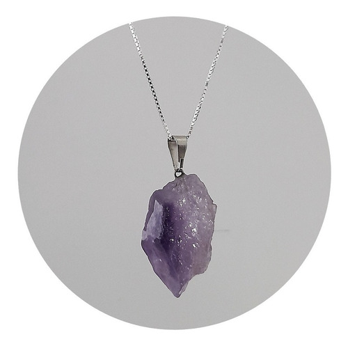 Pingente Ametista Bruta Banhado Ouro 18k Natural E Legítima Cor Roxo