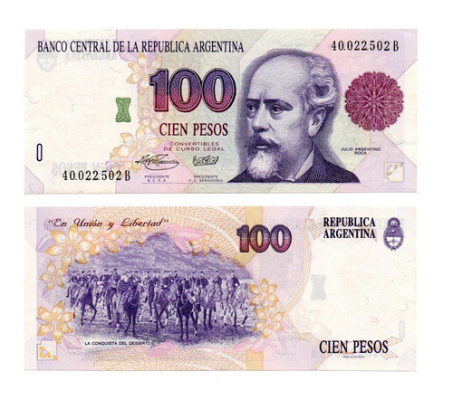 Billete Argentina 100 Pesos Convertibles Bottero 3078 Unc-