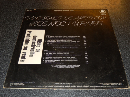 Canciones De Amor Con Los Nocturnos Lp De 1981 Okm Impecable (Usado)