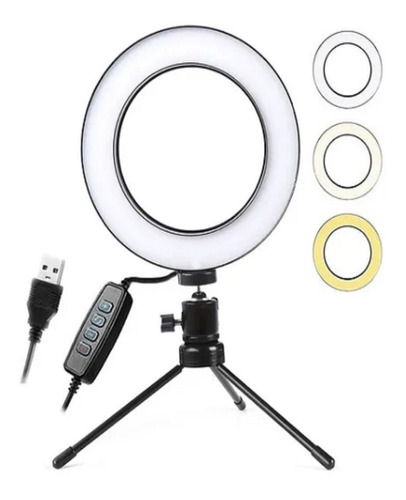 Iluminador Profissional Ring Light Tripé Ajuste Rotativo Usb