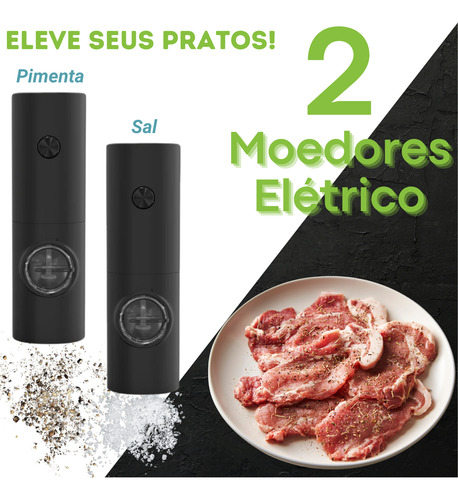 Jogo 2 Moedores Elétrico Dosador Sal Pimenta Reino Premium