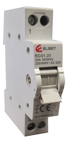 Llave Conmutadora Unipolar 25a Elibet Para Riel Din Color Blanco