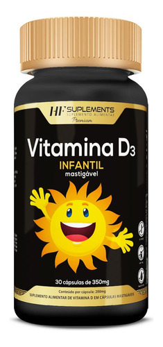 Vitamina D3 Infantil 350mg 30caps Mastigavel Hf Suplements