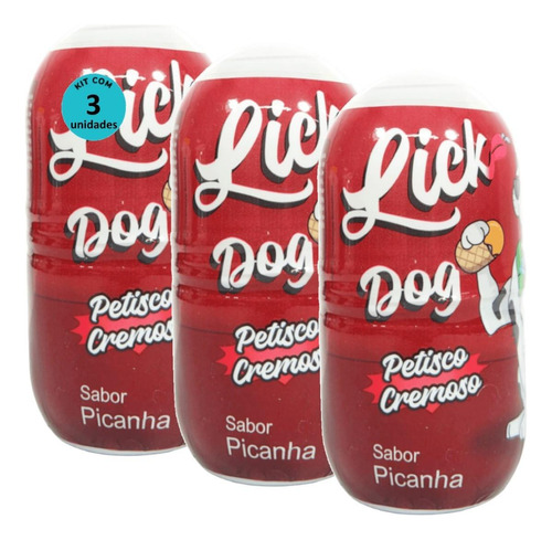 Hana Lick Dog Sabor Picanha 40g Petisco Cremoso Cães Kit 3