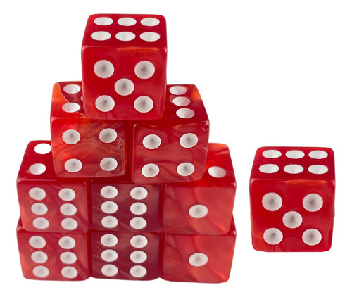 5 X 10 Dados De 6 Caras Para Fiestas, Dados De Juego Rojo