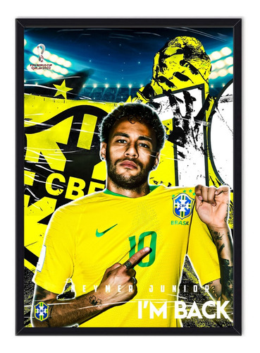 Cuadro Poster Enmarcado Neymar Jr Mundial Qatar 2022