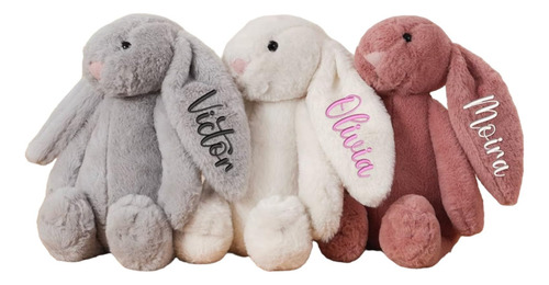 Conejo De Pascua Personalizado Con Nombre Bordado 30 Cm