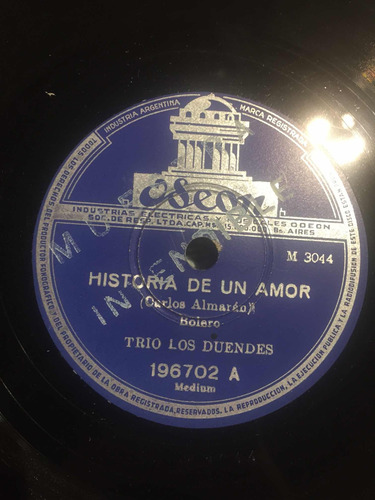 Raro Disco 78 Odeon muestra Invendible Trio Los Duendes