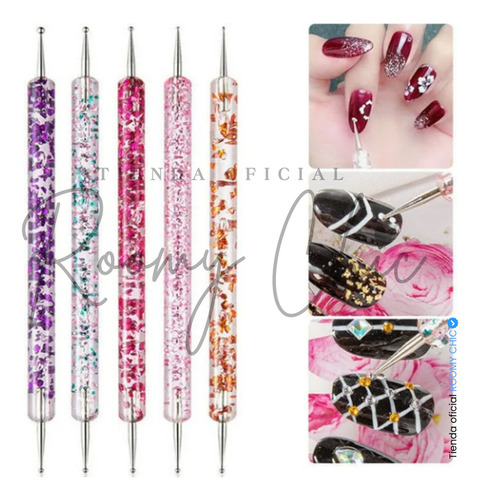 5 Punteros Mano Alzada Nail Art Para Uñas