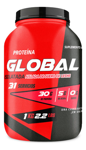 Proteína Whey Hidrolizada Global 1kg 31 Servicios Sabores Fresa