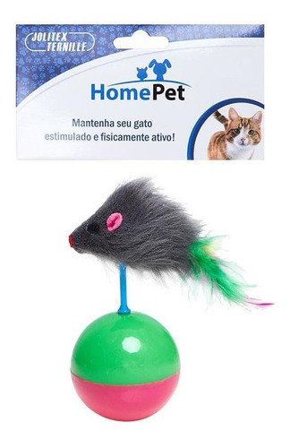 Brinquedo João Bobo Com Ratinho Colorido P/ Gatos Home Pet