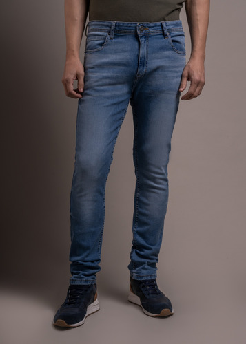 Pantalón De Jean Desgastado Slim Fit Azul Hombre La Martina