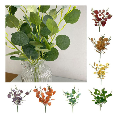 Cw Hojas Artificiales De Eucalipto, Follaje De Seda, Fruta