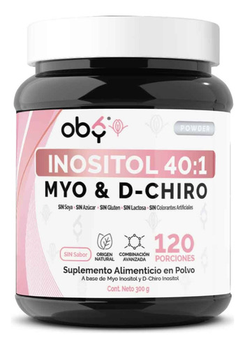 Oby Pure Inositol Polvo Ratio 40:1 Myo Inositol y D chiro Inositol Bote 300g para 4 meses  Suplemento en Polvo