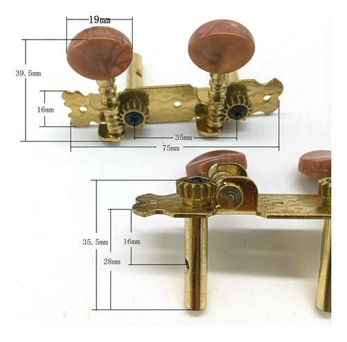 2 Piezas Metal Estilo Clásico Guitarra Bajo Ukelele