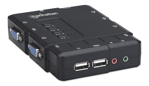 Mux Kvm Manhattan Desktop Usb 4:1 Con Cables + Audio 151269