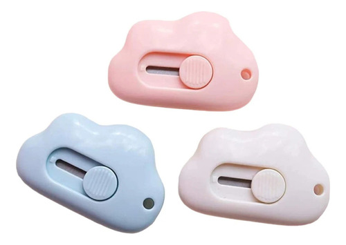 Cutter Mini Retráctil Nube Colores Barrilito 3 Piezas