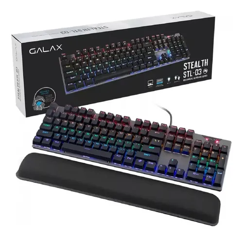 Teclado Gamer Mecânico Galax Stealth-03 Rainbow Switch Azul Cor de
