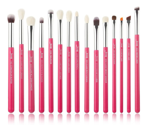 Set De Brochas 15 Piezas | Jessup Brushes Rosado/silver