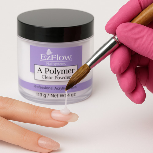 Polímero Polvo A-polymer Acrílico Ezflow 113g Clear Powder Transparente