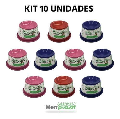 Imagem 1 de 6 de Kit 10und Pote Para Ração E Água Gato Postura Correta 140ml
