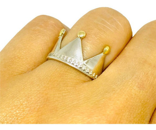  Anillo De Corona Plata 925 Oro 18 K Ao 120