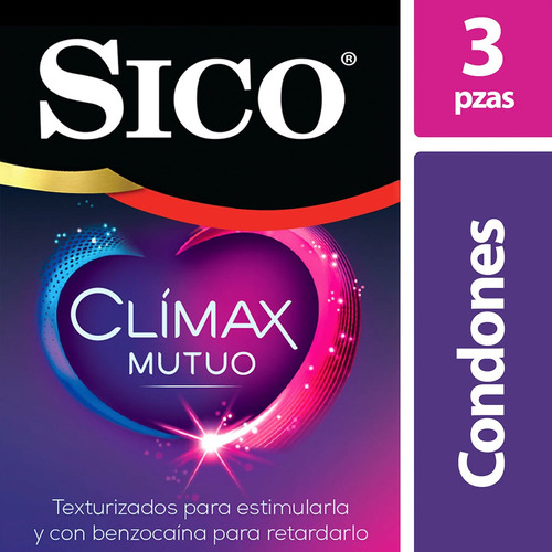 Condones Lubricados Con Benzocaína Sico Clímax Mutuo, Carter