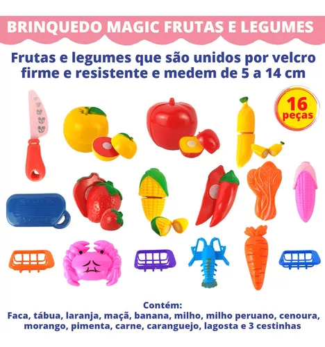 Kit Frutas de Brinquedo Comidinha Infantil Faca Tábua 27 Pçs